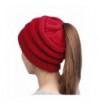 HonYea Knit Hat Warm Beanie Hat With Ponytail Hole For Women - Wine Red - CG188U25L3N