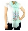 NYFASHION101 Women's Floral Embroidered Spring Scarf Shawl Wrap - Wildflower- Mint - C512E2YNJLN