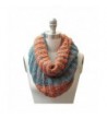 HUE21 Women's Comfy Two Tone Basic Knit Infinity Scarf Orange and Teal Blue Color - CT11HLX4S3V