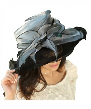 June's Young Women Hat Black Hat Beach Hat Uv Protection for Kentucky Derby - Black - CH11O9OEW4F