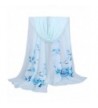 Women's Fashion Long Shawl Buedvo Ladies Chiffon Soft Wrap Flowral Print Scarf (63"x19.7"- Blue) - CF12O67Y2RZ