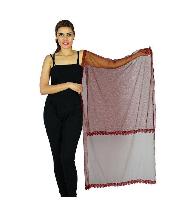 Indian Neck Wrap Long Stole Chunni Fashion Scarf Women Hijab Dupatta - Maroon - C012BYP31JN