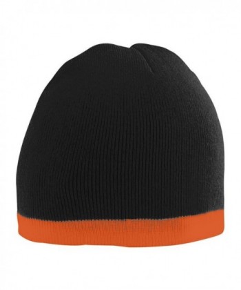 Augusta Sportswear Adult Two-Tone Knit Beanie - Black/Orange - CQ11RGIE9GH