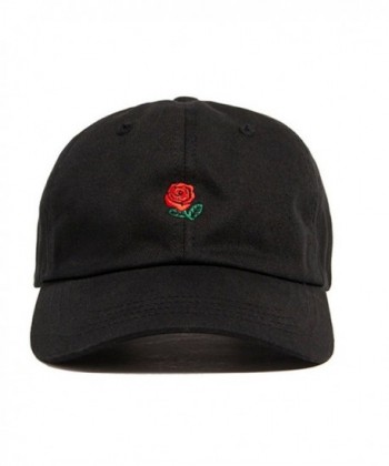 Unisex Men Women Rose Embroidered Baseball Caps Golf Snapback Hip-hop Hat Adjustable - Black - CQ184QYSY8U