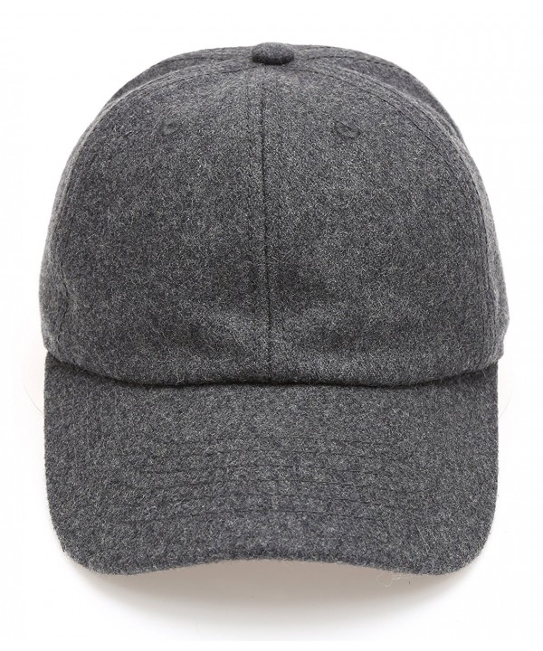 Men's Wool Blend Baseball Cap With Adjustable Size Strap Charcoal