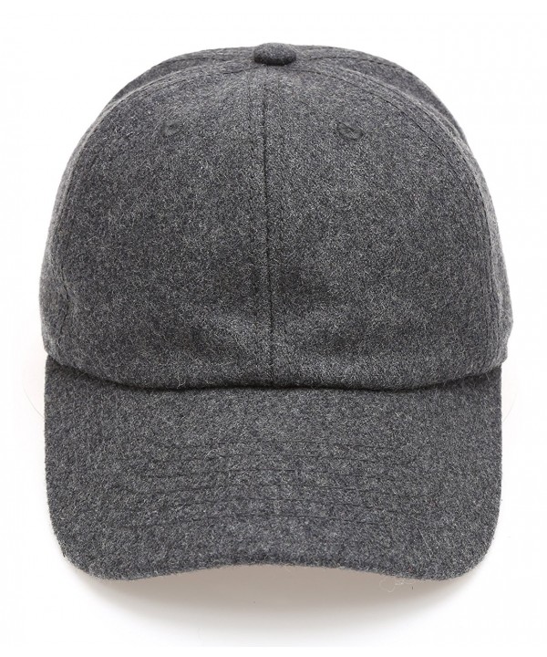 MIRMARU Men's Wool Blend Baseball Cap With Adjustable Size Strap - Charcoal - CG187NQDU3W