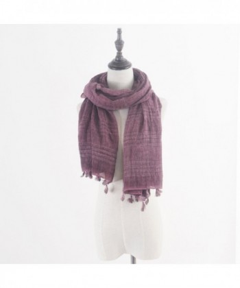 Aquazolax Lightweight Checked Tassels Burgundy in Cold Weather Scarves & Wraps