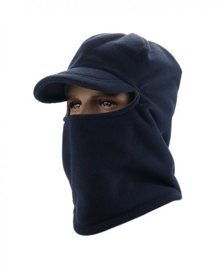 Home Prefer Mens Balaclava Fleece Hood Windproof Face Mask Skull Cap with Visor - Navy Blue - CP12N728EVQ