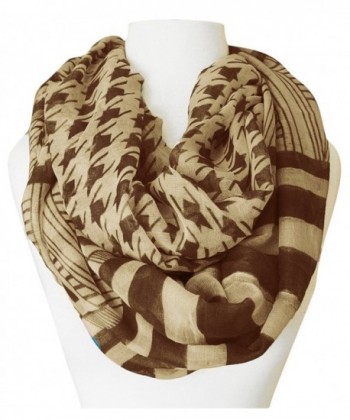 Peach Couture Striped Houndstooth Infinity in Fashion Scarves