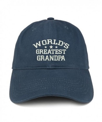 Trendy Apparel Shop World's Greatest Grandpa Embroidered Low Profile Soft Cotton Baseball Cap - Navy - CR184UUNMT5