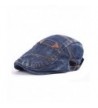 ZLS Stylish newsboy Hat Unisex Jean Leather Patches Washed Vintage Beret Hat - Darkblue - CJ12L51CQT7