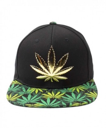 Cap2shoes Marijuana Weed Leaf Cannabis Snapback Hat Cap - Metal Black/Green - C9129AYMBLD