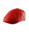 Men's Flat Cap Plain Faux Leather Hat Pre Curved Lined Vintage Gatsby Newsboy - Red - CT12C1ORBTR