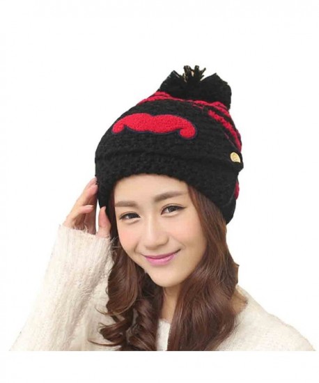 Alexstudio Women's Fashion Women Girl Warm Winter Knitted Hats Outdoor Mask Cap - Black - CM127YH5GBL