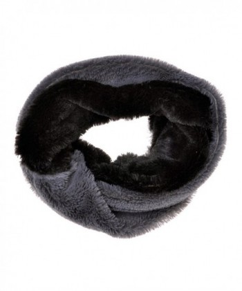 ZLYC Women Fashion Two Tone Stripe Faux Fur Infinity Scarf Winter Accessory - Gray - C3125RKVTNL