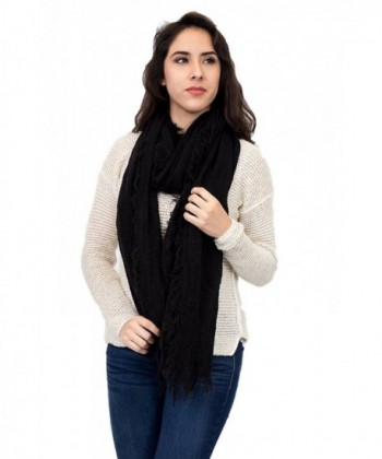 Super long Wide distressed Scarf- Acrylic scarf- winter plain color scar- solid color - Black - CF186EM57WI