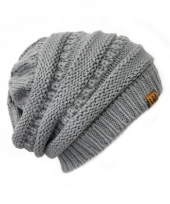 ALLYDREW Winter Thick Knit Beanie Slouchy Beanie for Men & Women - Light Grey - CC11VHKK7ST