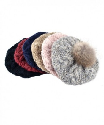 Women Knitting Cuffed Fluffy Beanie