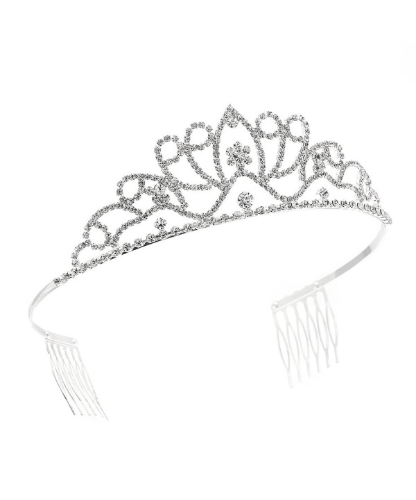 Silver Crystal Rhinestone Princess Tiara Crown - C411GZ82THF