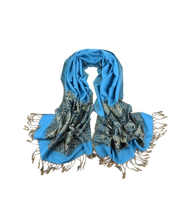 Win8Fong Women Fashion Cashmere 78" X 28" Long Soft Solid Pashmina Shawl Wrap Stole Scarf - Blue - CP11QYARQWV