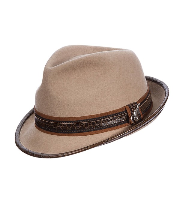 Carlos Santana Wool Felt Fedora with Guitar Pin - Meditation (SAN216) (S/M- TAN) - CL11PJQ63OT