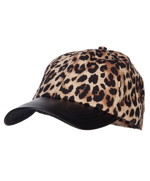 Leopard Print Cap with Leather Bill - Brown - CD12FV9472D