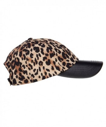 Leopard Print Cap with Leather Bill Brown CD12FV9472D