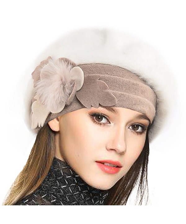 VECRY Women's 100% Wool Bucket Hat Felt Cloche Bow Dress Winter Hats - Angora-cream - CB1862LDH2A