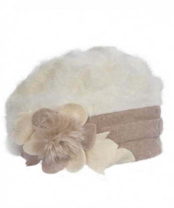 Womens Bucket Cloche Winter Angora Cream