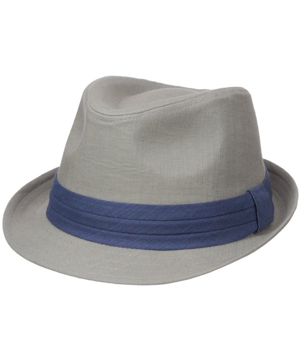 Henschel Men's Solid Linen Fedora With Triple Pleated Band - Gray - C917YR7AOS5