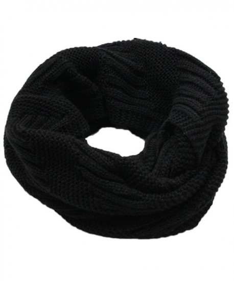 Wrapables Winter Warm Infinity Scarf Thick Ribbed Knit Circle Loop Scarf - Black - CO12N21UZ8K