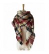 PROPRE Soft Tartan Plaid Scarf Shawl Cape Blanket Scarves Stylish Winter Warm Pashmina Wrap - Black-jujube Red - C912O6BXHDO