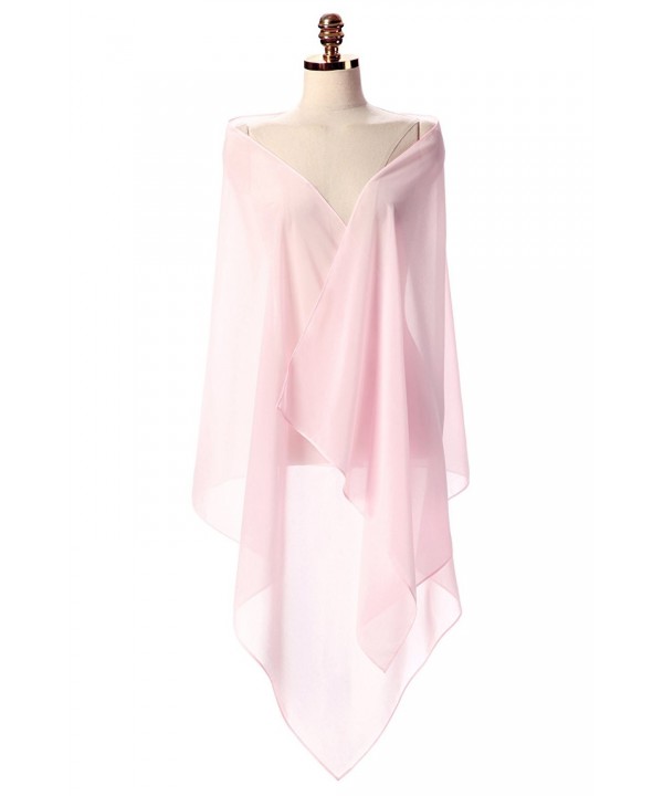 CoCoGirls Women's Bridal Soft Chiffon Shawl Long Evening Wraps For Special Occasion - Pink 1 - CG187DND0C8