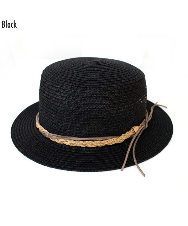 Simonetta Cool Beach Straw Hat - Black - C817XWEG89X