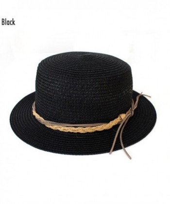 Simonetta Cool Beach Straw Hat - Black - C817XWEG89X