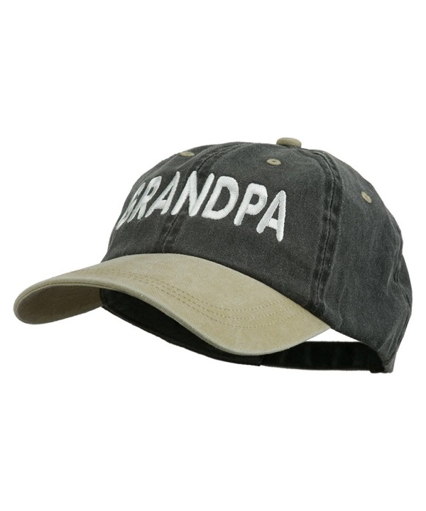 Wording Of Grandpa Embroidered Washed Two Tone Cap - Black Khaki - CV11USNEAXN