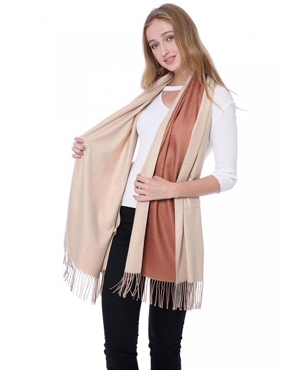 Cashmere Blend Pashminas Scarf Wraps Shawl Soft Warm 78" x 26" Reversible Scarves - Camel/Beige(12) - CJ187HKHOID