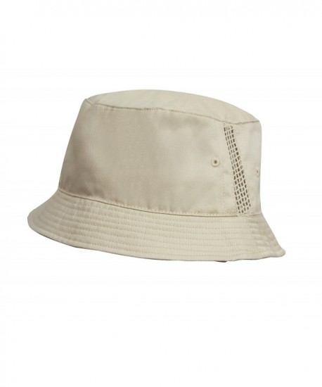 Result Headwear esult Headwear Deluxe Washed Cotton Bucket Hat With Side Mesh Panels - Natural - CW12HN67Y63
