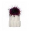 Womens Girls Winter Detachable Large Raccoon Fur Pom Pom Cap Knit Beanie Hat - White - CT1867Y8NIU