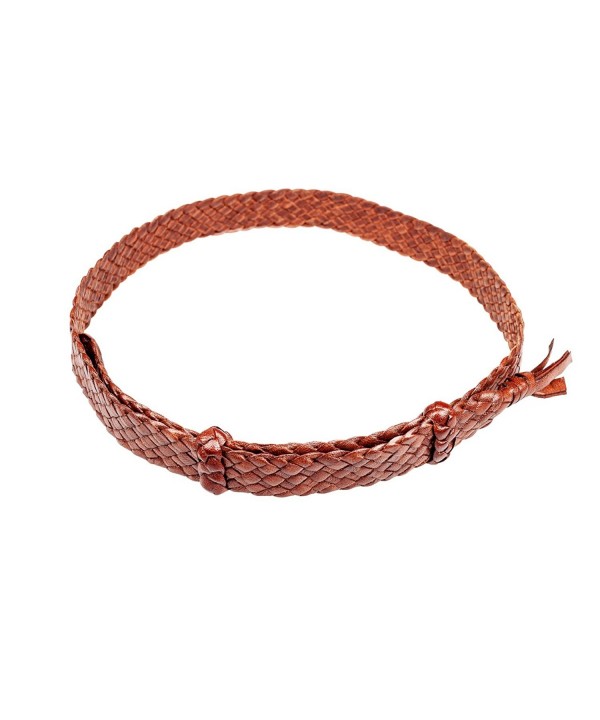 8 Braid Flat Kangaroo Braided Leather Hat Band Tan C51206TY8RR