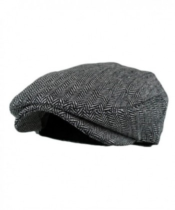 Men's Classic Herringbone Tweed Wool Blend Newsboy Ivy Hat - Grey - C91214KFOFR