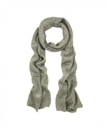 Solid Color Winter Knit Sequin Scarf - Different Colors Available - Gray - CY11CU06UFJ