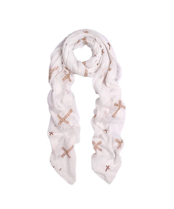 Elegant Leopard Cross Animal Print Scarf - Different Colors Available - White - CX11GBKXUJX