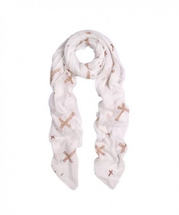 Elegant Leopard Cross Animal Print Scarf - Different Colors Available - White - CX11GBKXUJX