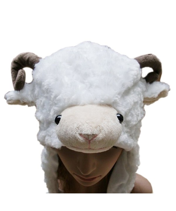 TopTie Ladies Animal Hat- Soft Fleece Lined Hat - Sheep Antelope Beauty Hat - White Sheep - C811PVN2DU3