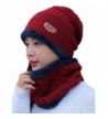 Zoulee Women's and Men's Winter Velvet Thick Knitted Cap With Bib Outdoor Warm Two-piece Suit - Women's Red - CW189K3RHRN