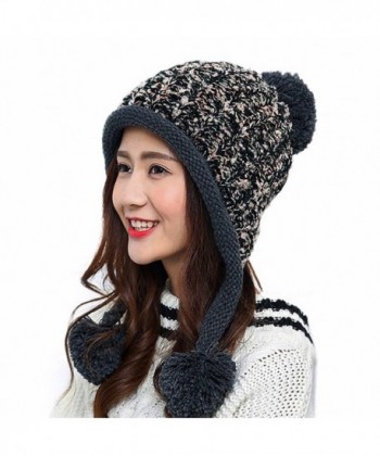 HUAMULAN Women Winter Thick Beanie Hat Ski Ear Flaps Caps Dual Layered - Black - CG1863ES9HQ