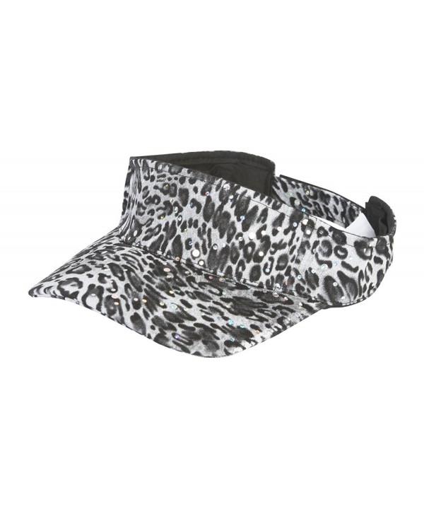 TOP HEADWEAR TopHeadwear Womens Glitter Animal Print Adjustable Visor - Snow Leopard - CZ12O02Q5NM