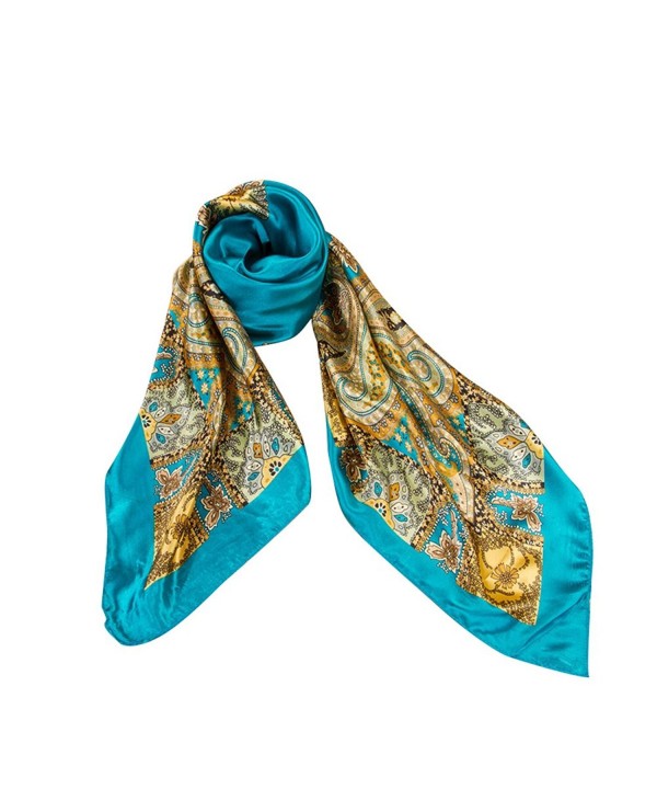 Silk Scarves- Vinmax Classical Pattern Large Square Women Girl Fashion Scarf Elegant Scarves - Blue - CP187LZ5W7T