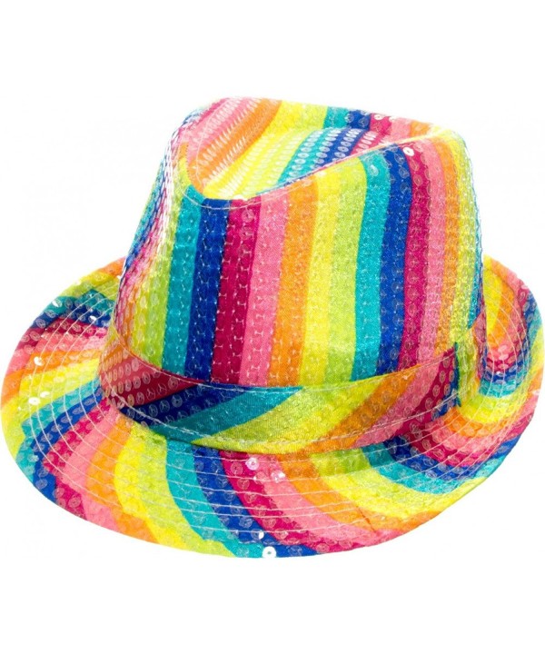 Arsimus Rainbow Fedora Hat Gay Pride Sequins Bright Party Cap - C917Z5KL6E9